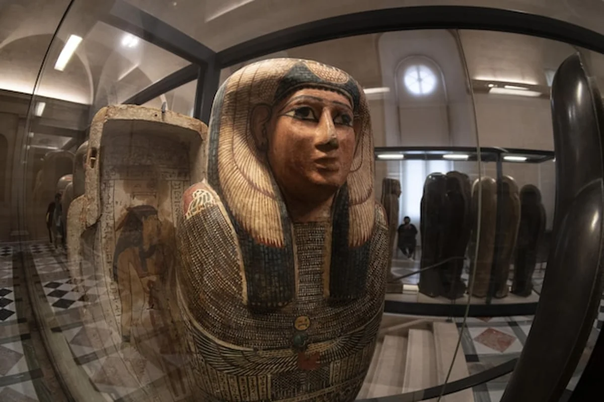 Trumna egipskiego sarkofagu z bliska